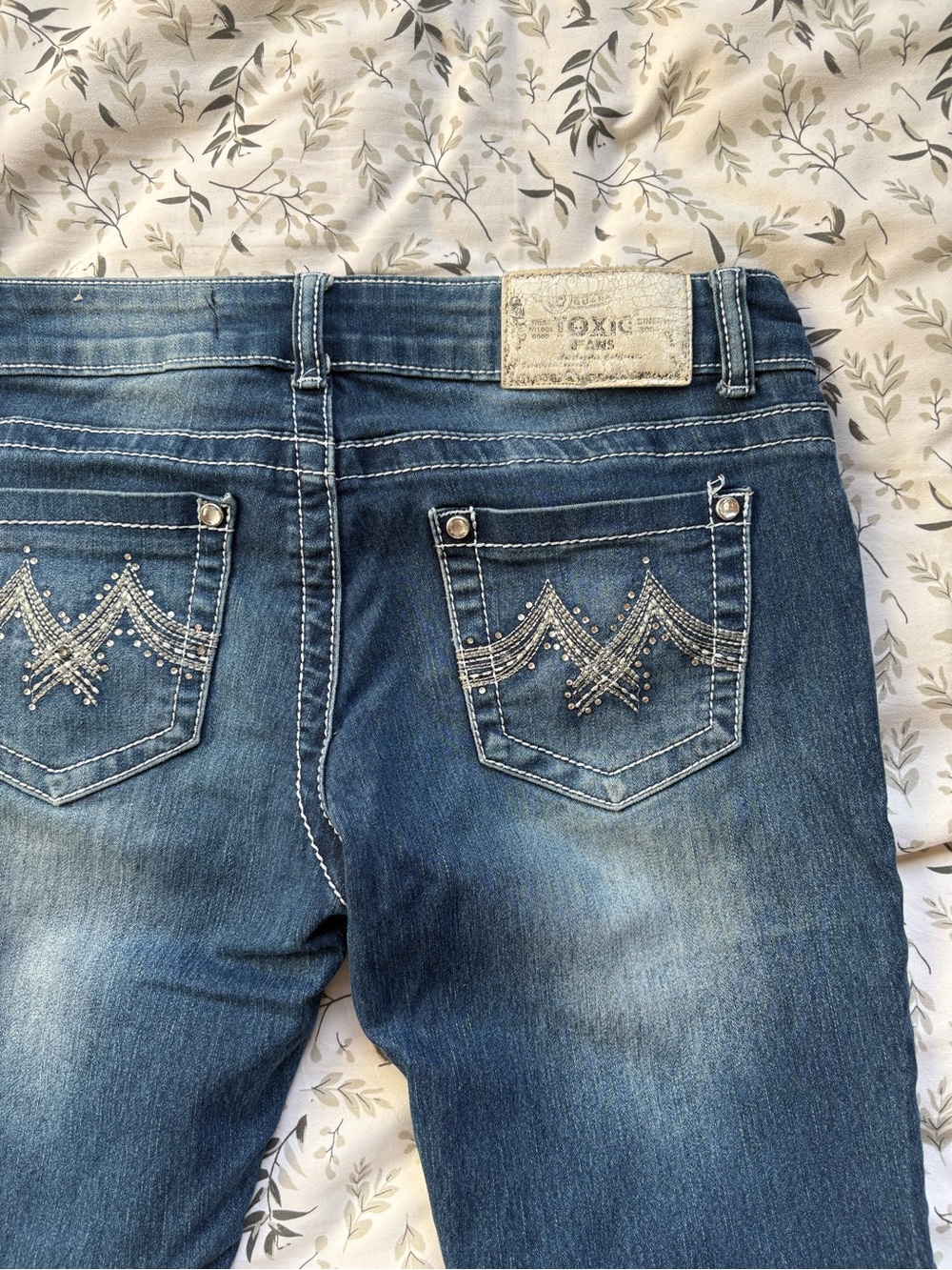 Toxic Denim Women's Blue Boot Cut Jeans with Embellished Back Pockets
